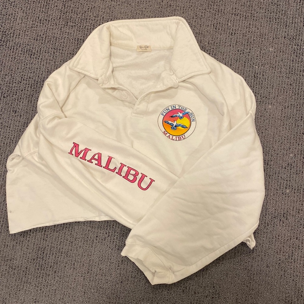 J. Galt/Brandy Malibu Cropped Polo style sweatshirt